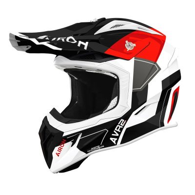 Kask motocyklowy Airoh Aviator Ace 2 Shield Red Gloss widziany z boku.