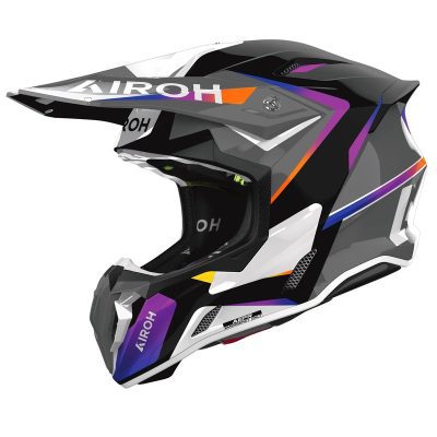 Kask motocyklowy Airoh Twist 3 Hustle Gloss, widok z boku.