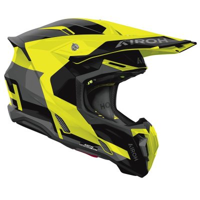 Kask motocyklowy Airoh Twist 3 Fancy Yellow Gloss widziany z boku.