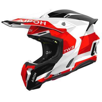 Kask motocyklowy AIROH TWIST 3 w kolorze Fancy Red Gloss widziany z boku.