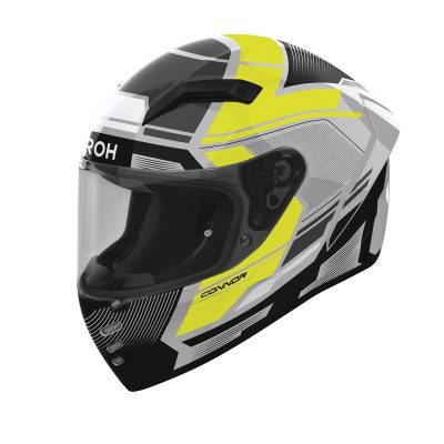 Kask motocyklowy Airoh Connor Ego Yellow Gloss widziany z boku.