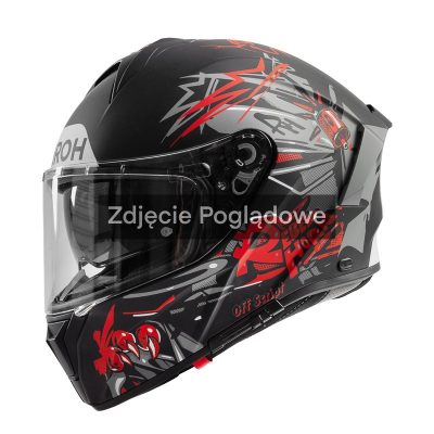 Kask motocyklowy Airoh Spark 2 Cruze w kolorze czarno-szarym matowym widziany z boku z grafiką.