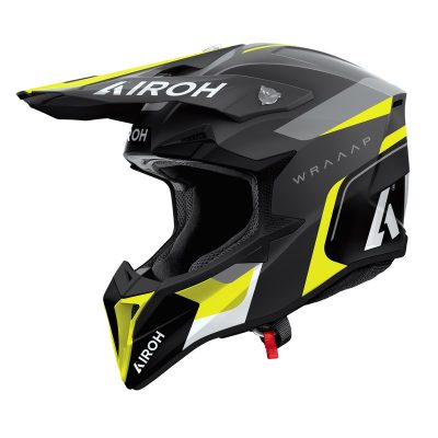 Kask motocyklowy Airoh Wraap Conquer Yellow Matt widok z boku