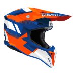 Kask motocyklowy Airoh WRAAAP Vision Orange Blue Gloss widziany z boku
